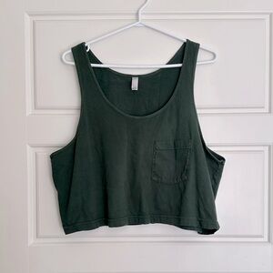 Green American Apparel Cropped Pocket Tank